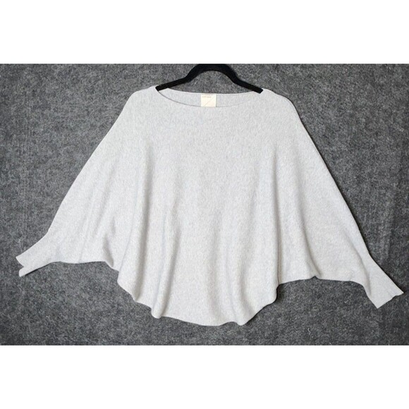 Kerisma Knits Top S/M Light Grey Batwing Dolman Sleeve Boat Neck Cape Sweater - Picture 2 of 7